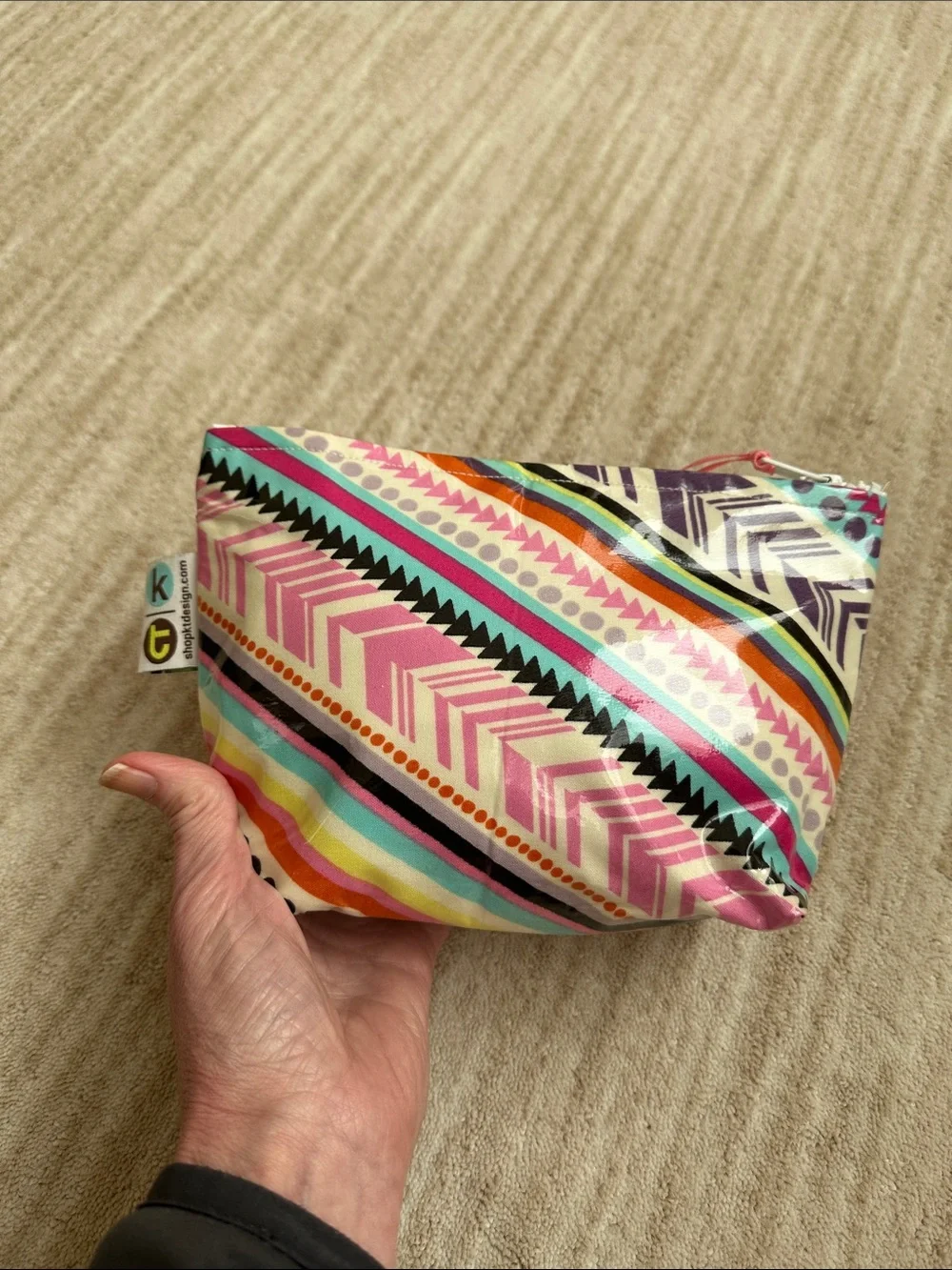 KT Design Cosmetic Bag Molly Waterproof Pink Blue Size 9”
